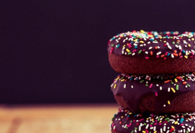 Chocolate doughnuts, sprinkles