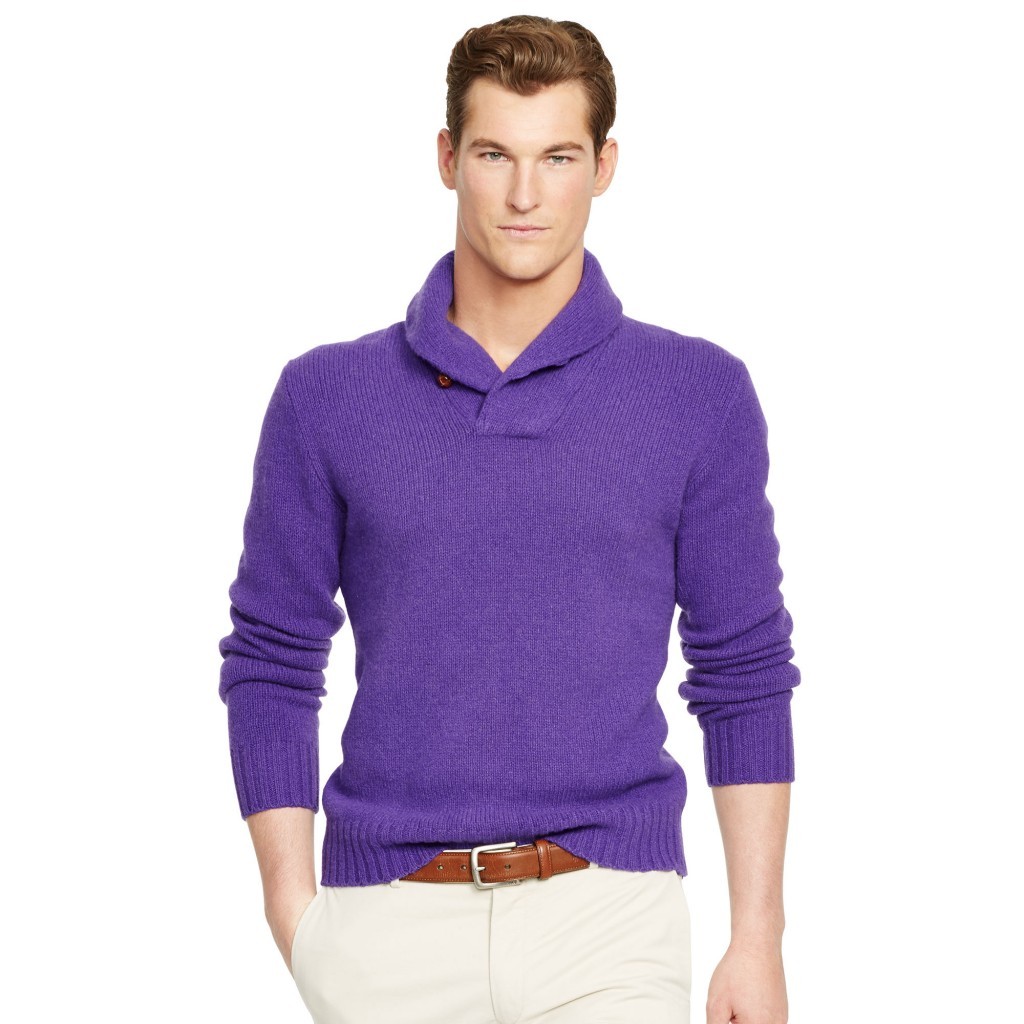 purple sweater outfit men