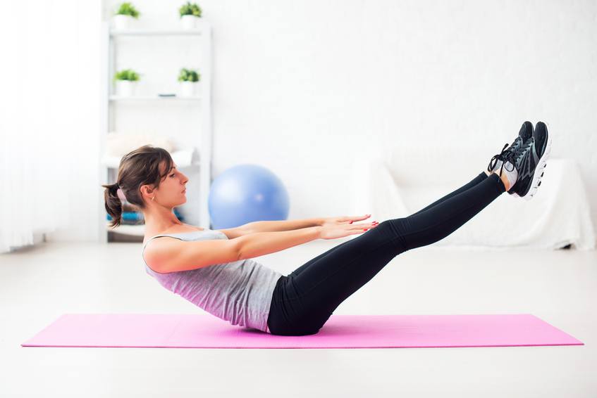workout on yoga mat