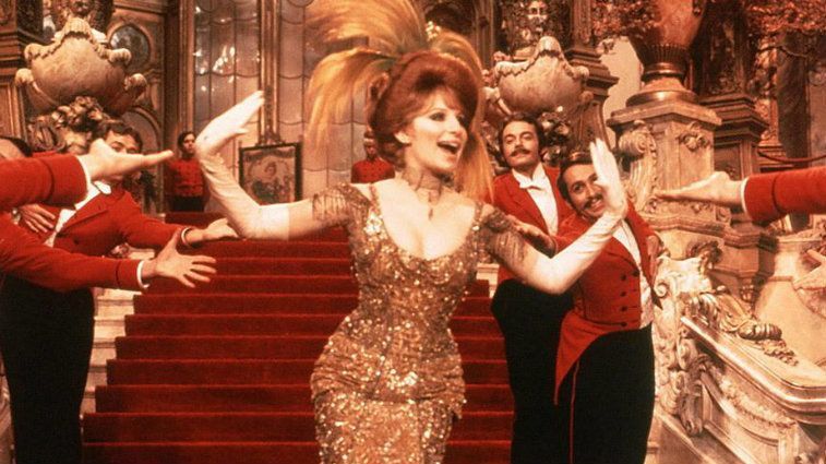 Barbra Streisand dances in evening wear in Hello Dolly