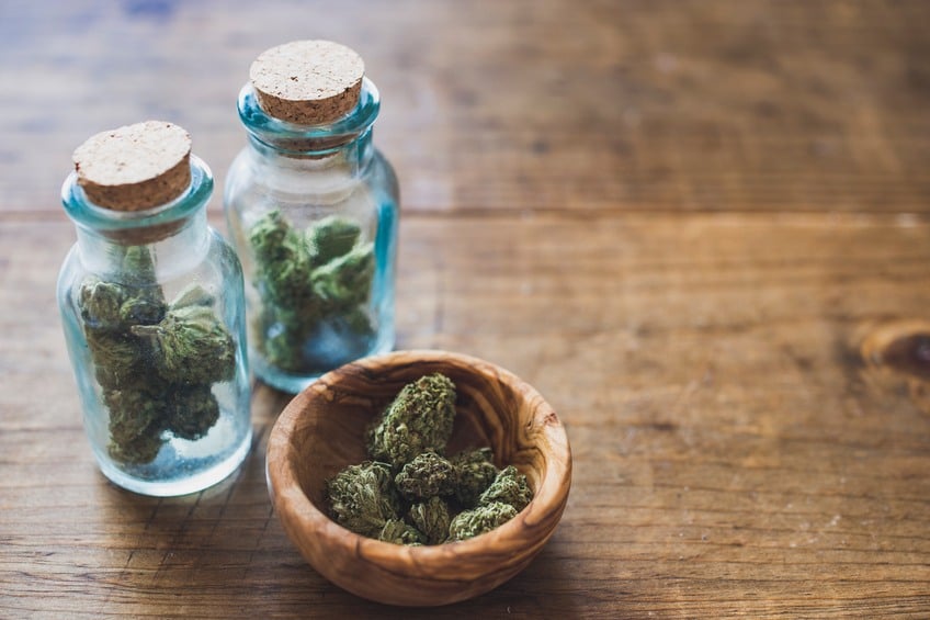 Cannabis in glass jars