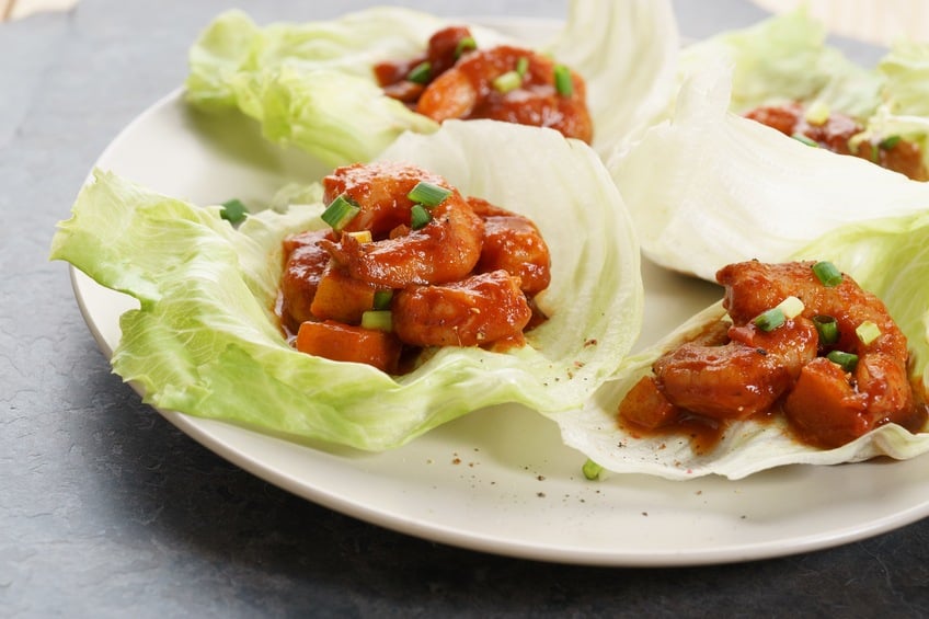 Roulés de laitue aux crevettes