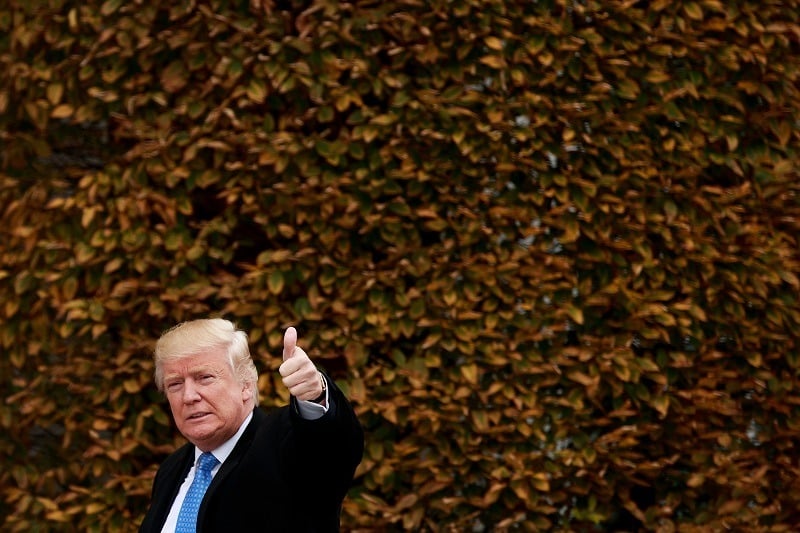 President-elect Donald Trump gives a thumbs up