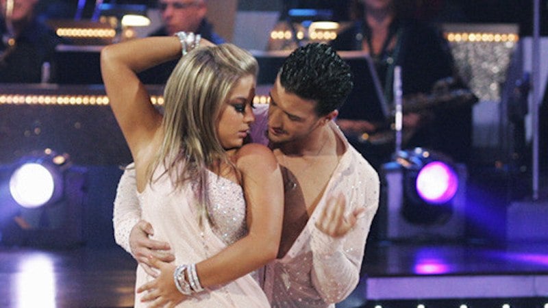 Mark Ballas and Shawn Johnson dance together