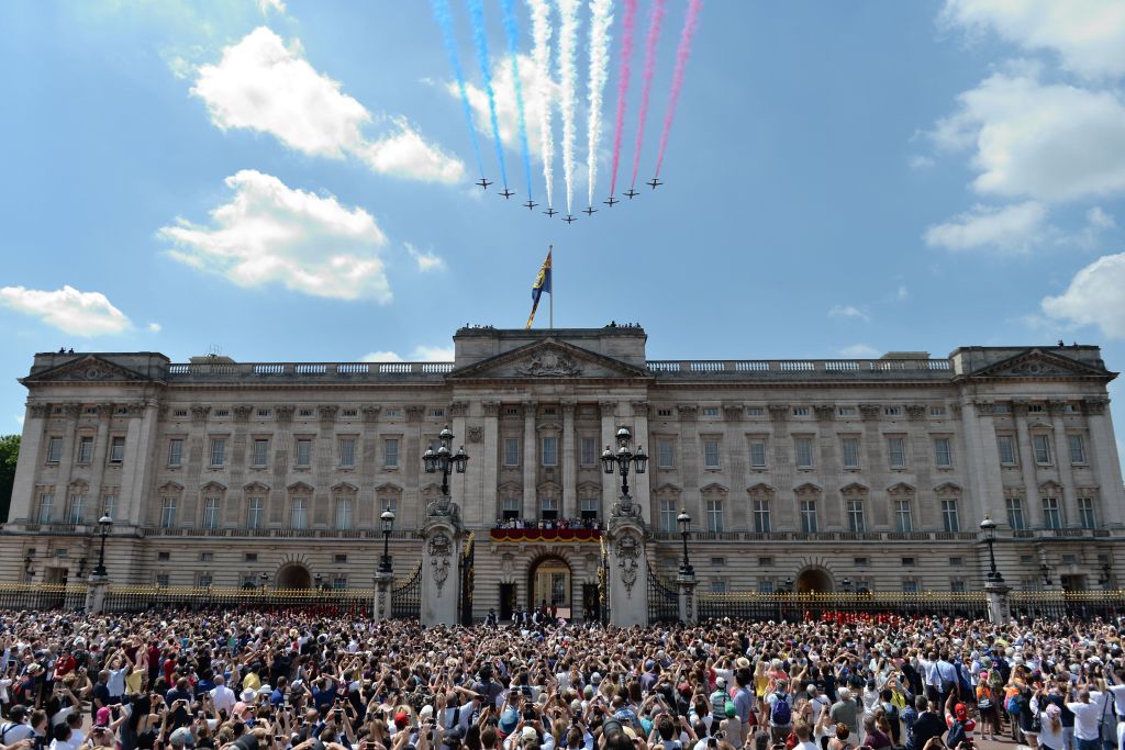 buckingham palace during the trooping of the colours