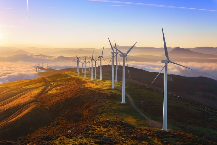 Wind Turbines on a ridgeline.