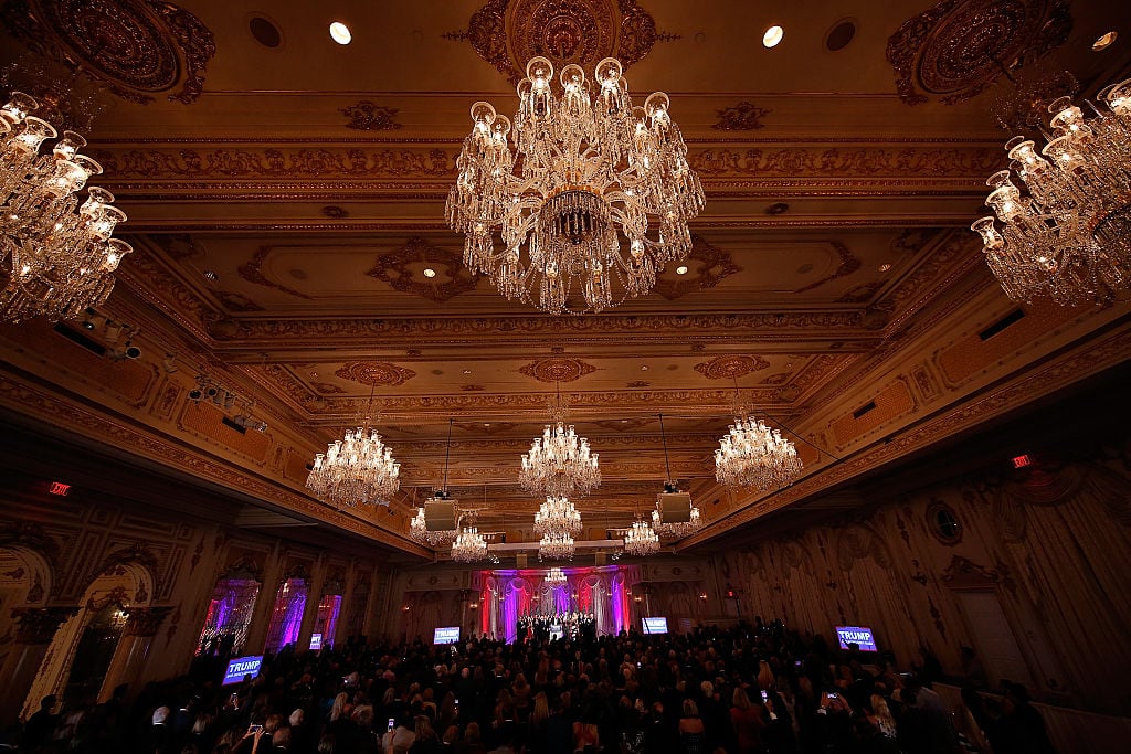 Republican presidential candidate Donald Trump speaks during a primary night press conference