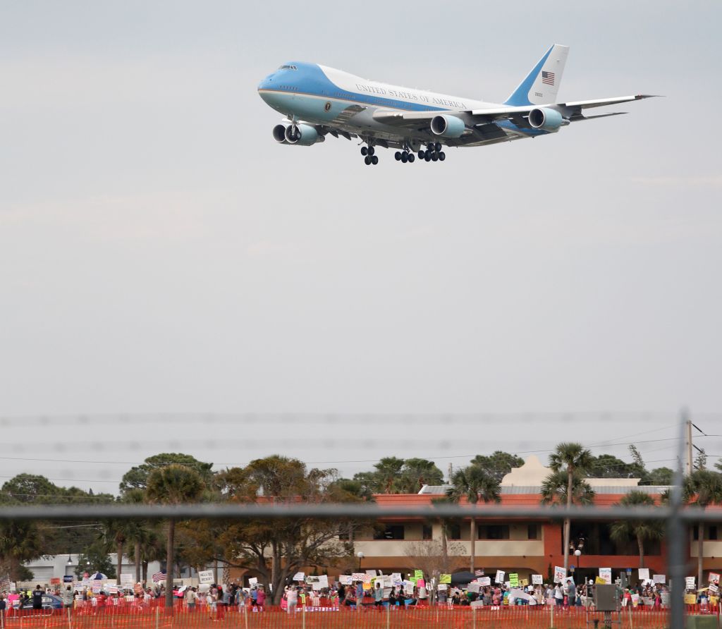 Air Force One with US President Donald Trump on board