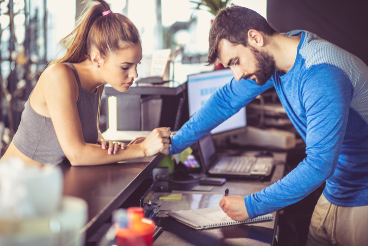 Woman registering a gym