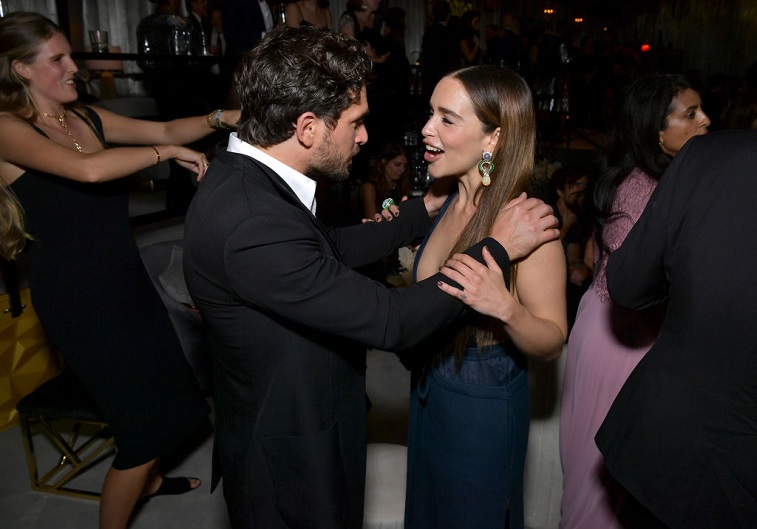 Kit Harington and Emilia Clarke at the Emmy Awards