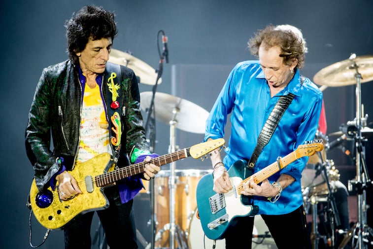 Ronnie Wood and Keith Richards of The Rolling Stones perform onstage