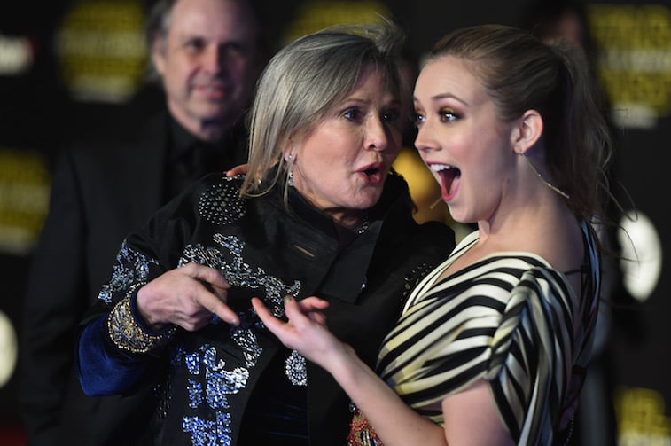 Billie Lourd and Carrie Fisher on the red carpet