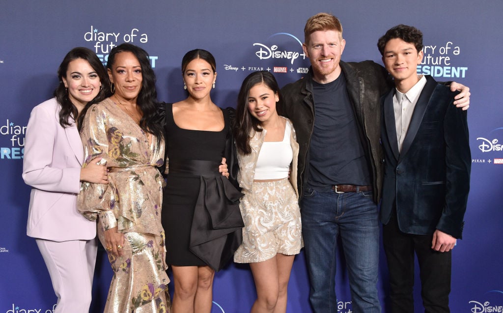 Ilana Peña, Selenis Leyva, Gina Rodriguez, Tess Romero, Michael Weaver, and Charlie Bushnell of Disney+'s "Diary Of A Future President"