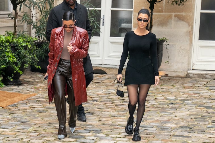 Kourtney Kardashian and Kim Kardashian in Paris