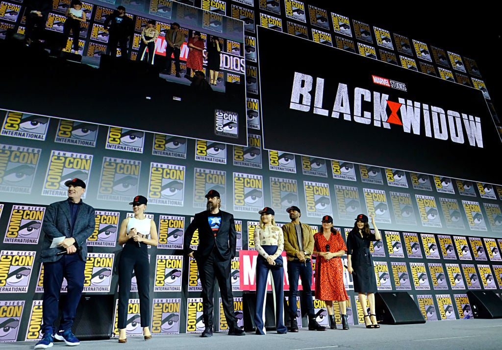 President of Marvel Studios Kevin Feige, Scarlett Johansson, David Harbour, Florence Pugh, O-T Fagbenle, Director Cate Shortland and Rachel Weisz of Marvel Studios' 'Black Widow'