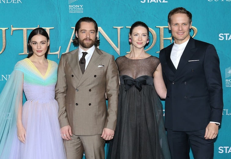 Sophie Skelton, Richard Rankin, Caitriona Balfe, and Sam Heughan