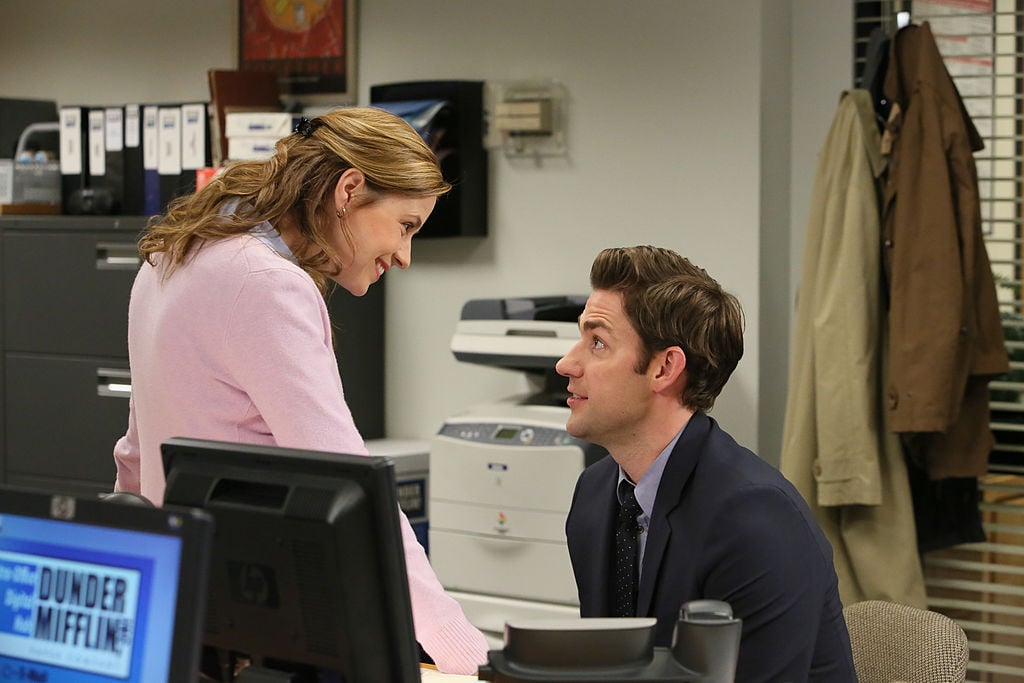 Jenna Fischer as Pam Beesly Halpert, John Krasinski as Jim Halpert on 'The Office'