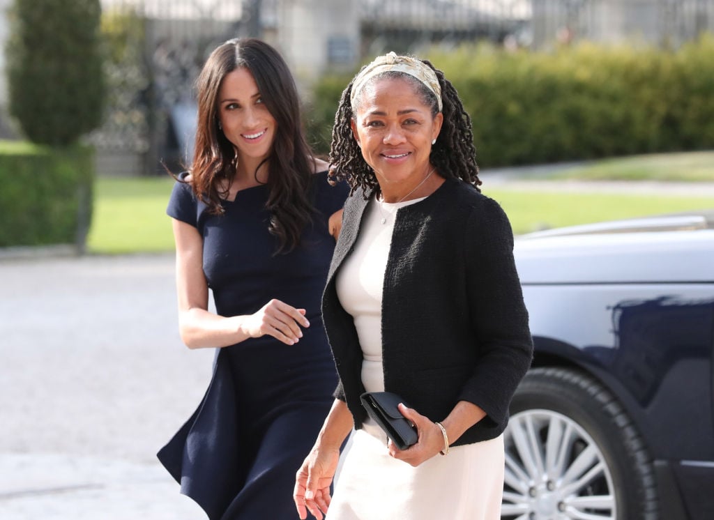 Meghan Markle walking with her mother, Doria Ragland