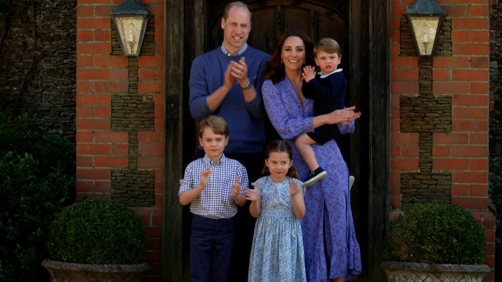 Prince William and Kate Middleton with their children; Prince George, Princess Charlotte, and Prince Louis as part of BBC Children and Comic Relief 'Big Night In' 