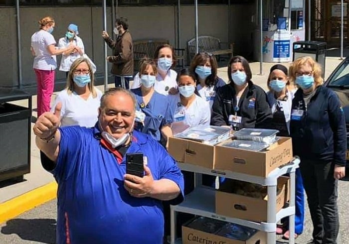 Joe Gannascoli dropping off food to hospital workers