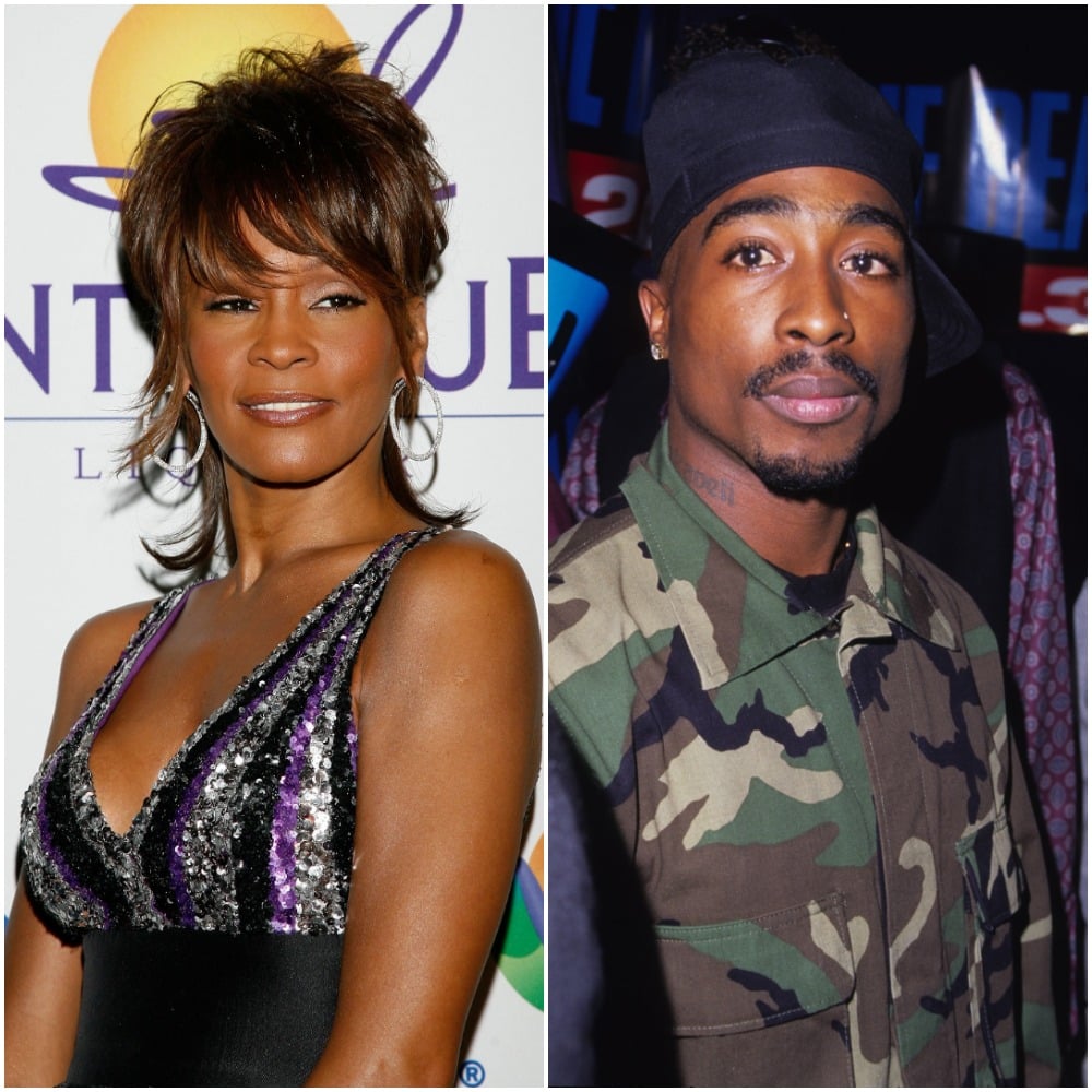 (L) Whitney Houston, (R) Tupac Shakur