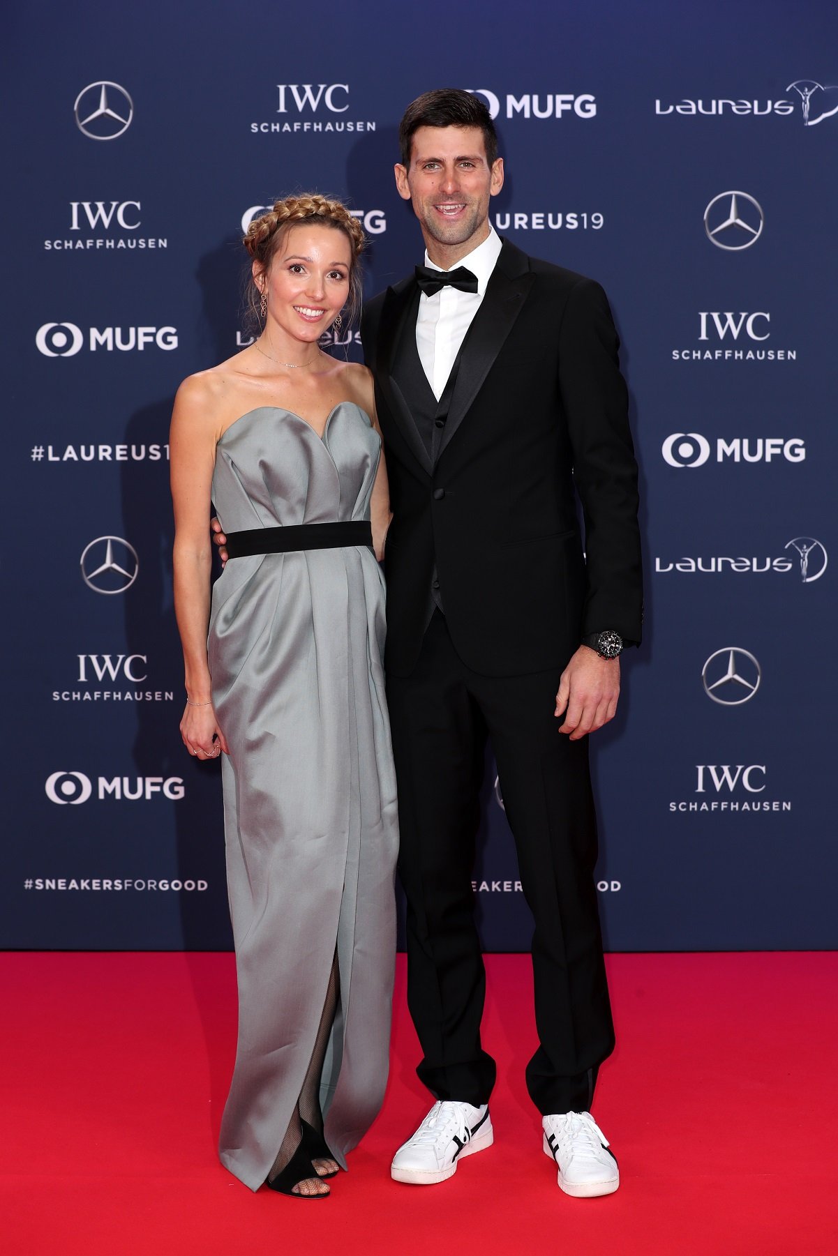 Who Is Natalija Scekic The Model Allegedly Offered 70 000 For Novak   Novak Djokovic And Wife Jelena Djokovic Smile And Pose Together On Red Carpet At Laureus World Sports Awards 