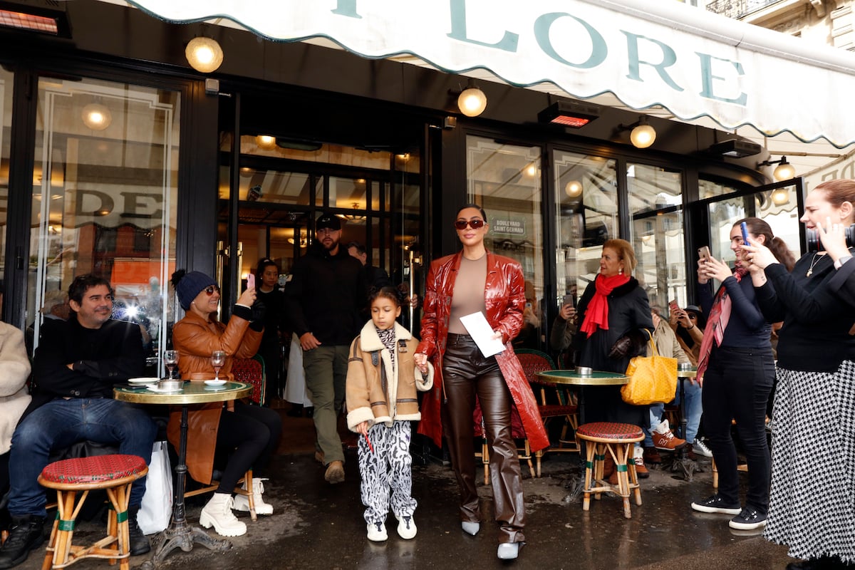 Kim Kardashian and North West leaving a restaurant in Paris