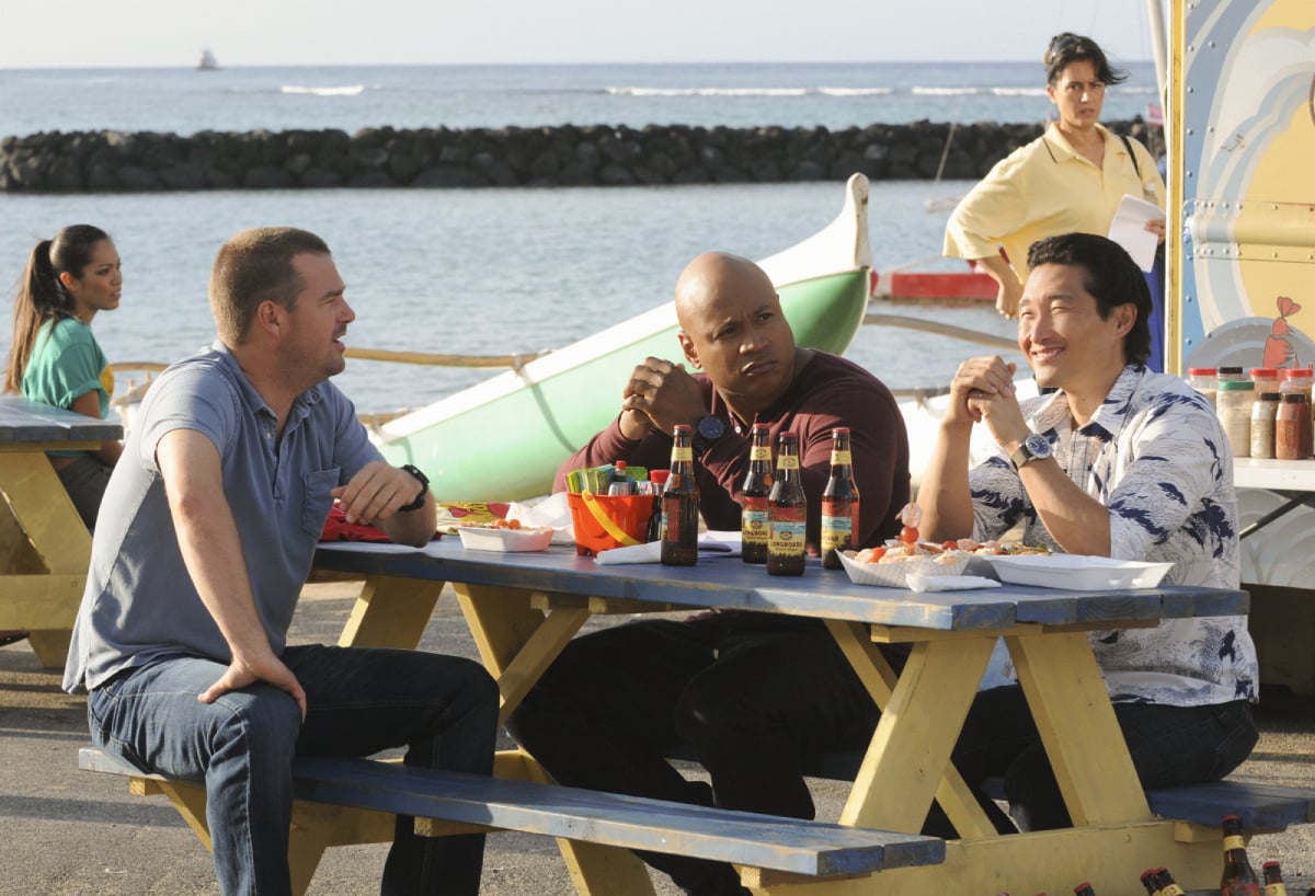 NCIS: LOS ANGELES Special Agents G. Callen (Chris O'Donnell) and Sam Hanna (LL COOL J) team up with Chin Ho (Daniel Dae Kim) in Hawaii to track down a suspect who is threatening to release a deadly virus into the population, on HAWAII FIVE-0, Monday, April 30