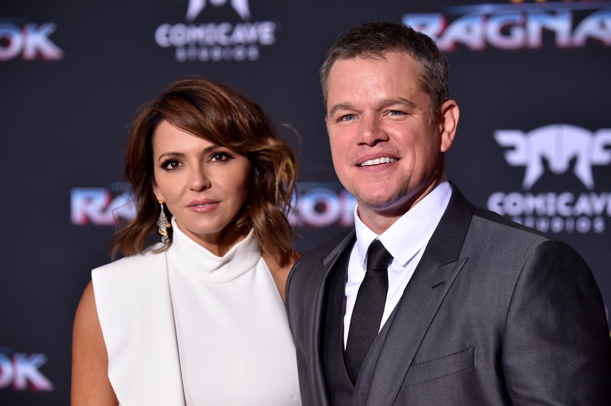 Matt Damon and Luciana Barroso at 'Thor: Ragnarok' premiere