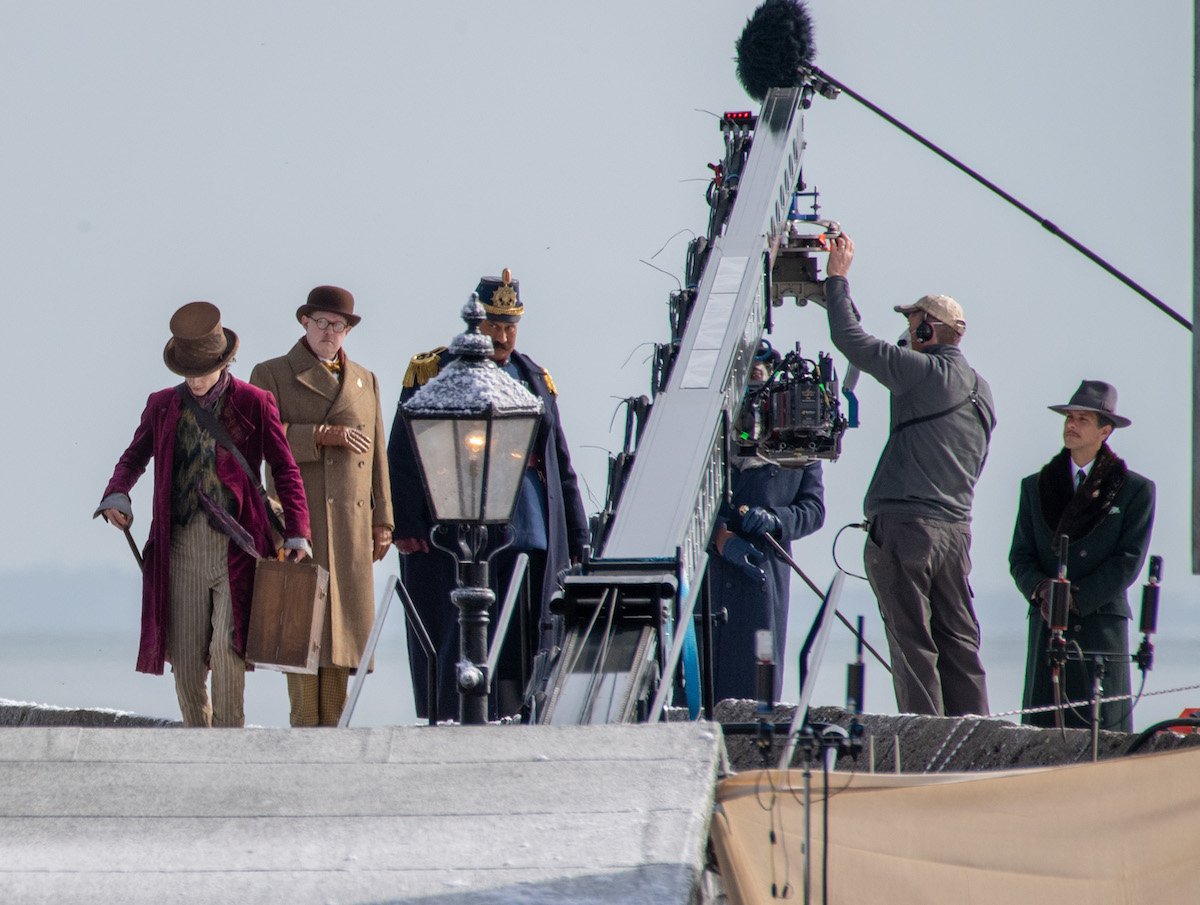 Timothée Chalamet with the crew of 'Wonka'