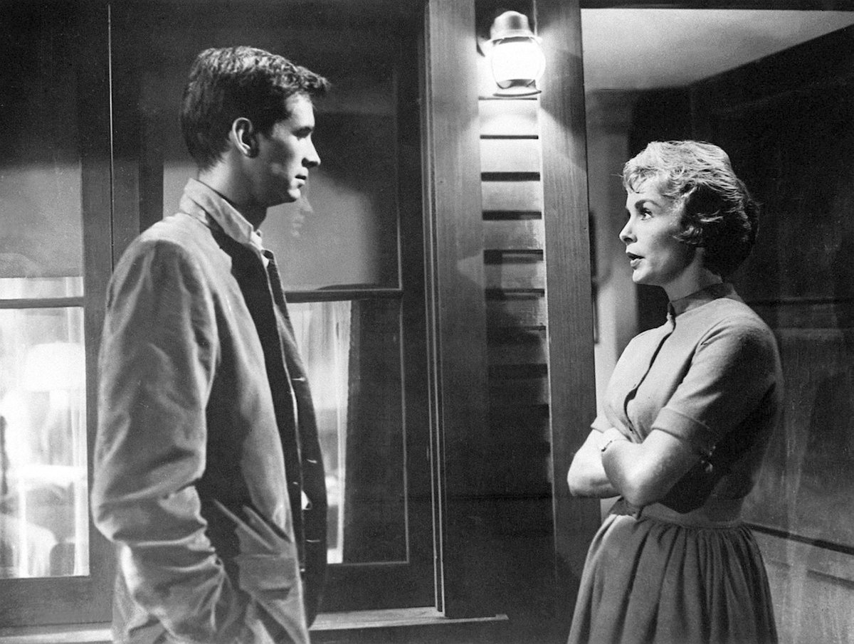 Janet Leigh and Anthony Perkins in a scene from 'Psycho'