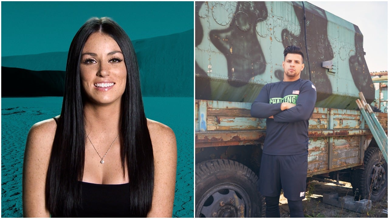 Amanda Garcia and Fessy Shafaat posing for 'The Challenge' cast photos