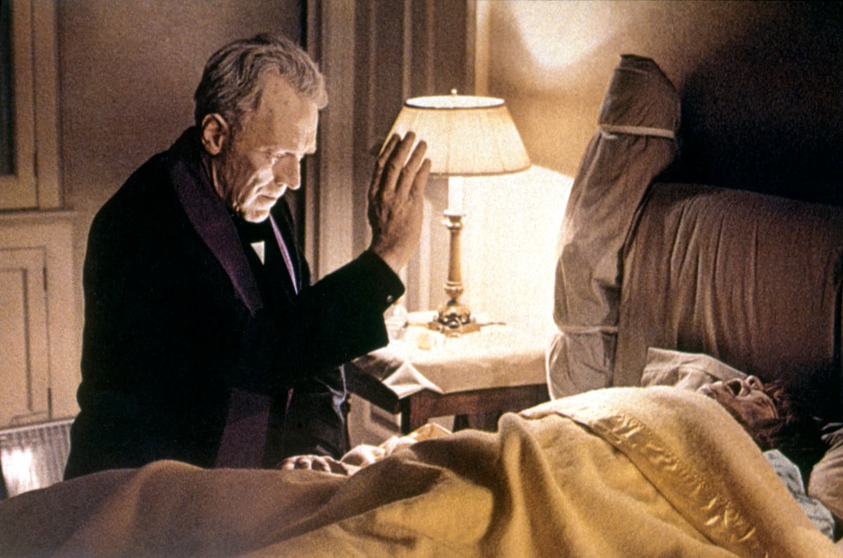 Max von Sydow and Linda Blair in a screen capture from horror movie 'The Exorcist'