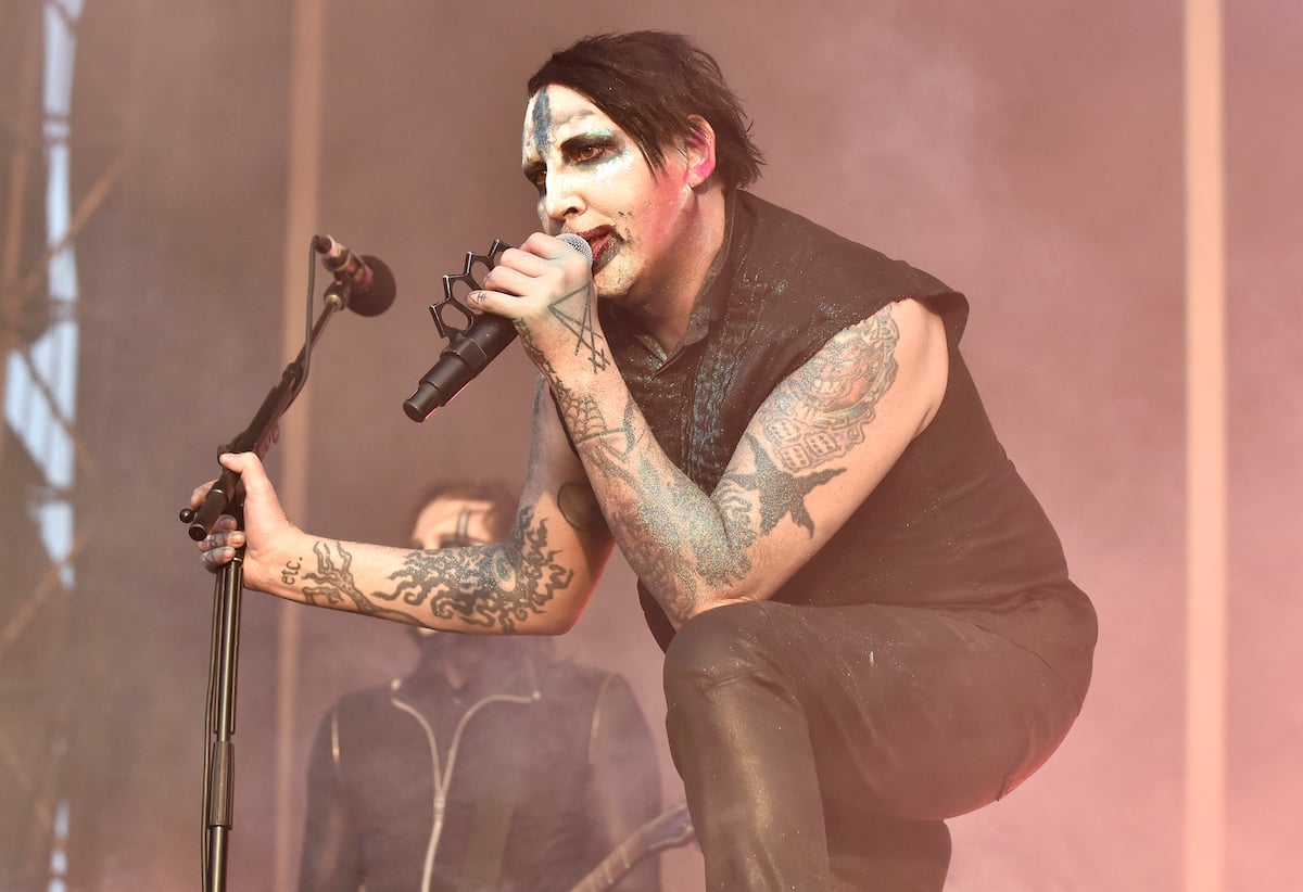 Marilyn Manson performs on stage.