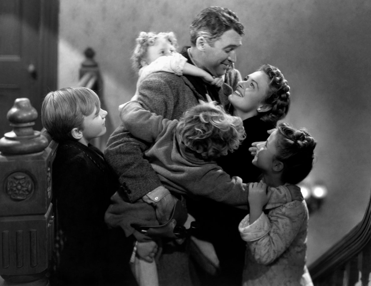 Black and white photo of the Bailey family from It's a Wonderful Life