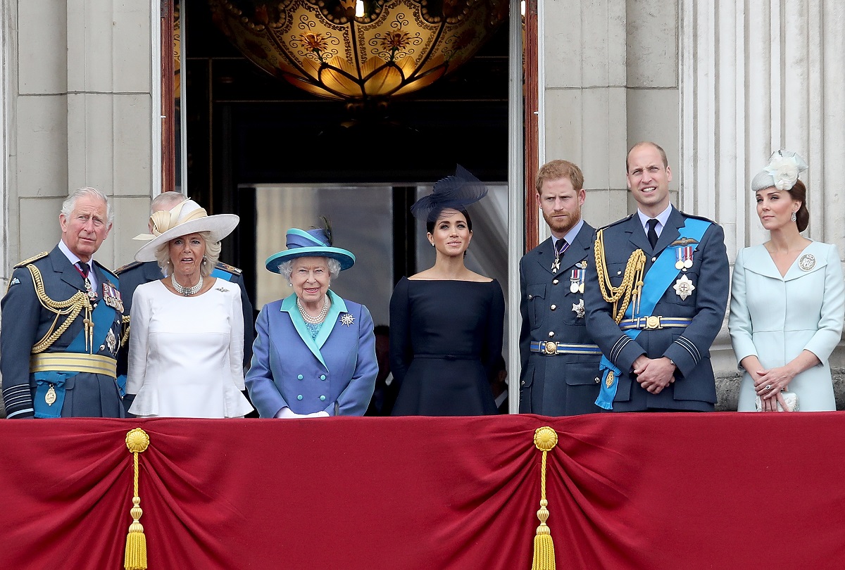 The royal family watching a flypast on the balcony of Buckingham Palace