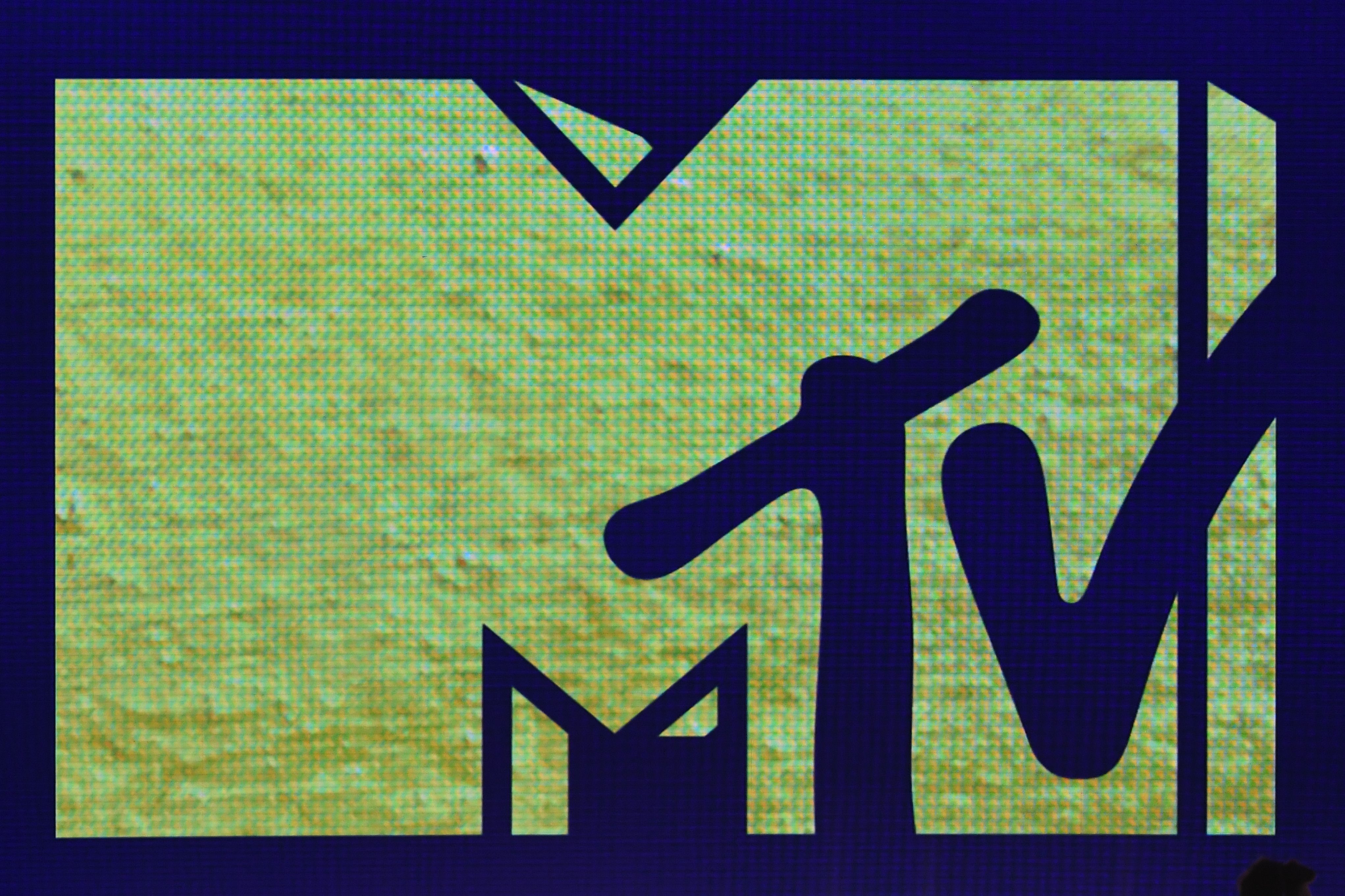 The MTV logo is shown on a screen during the 2019 MTV Movie TV Awards