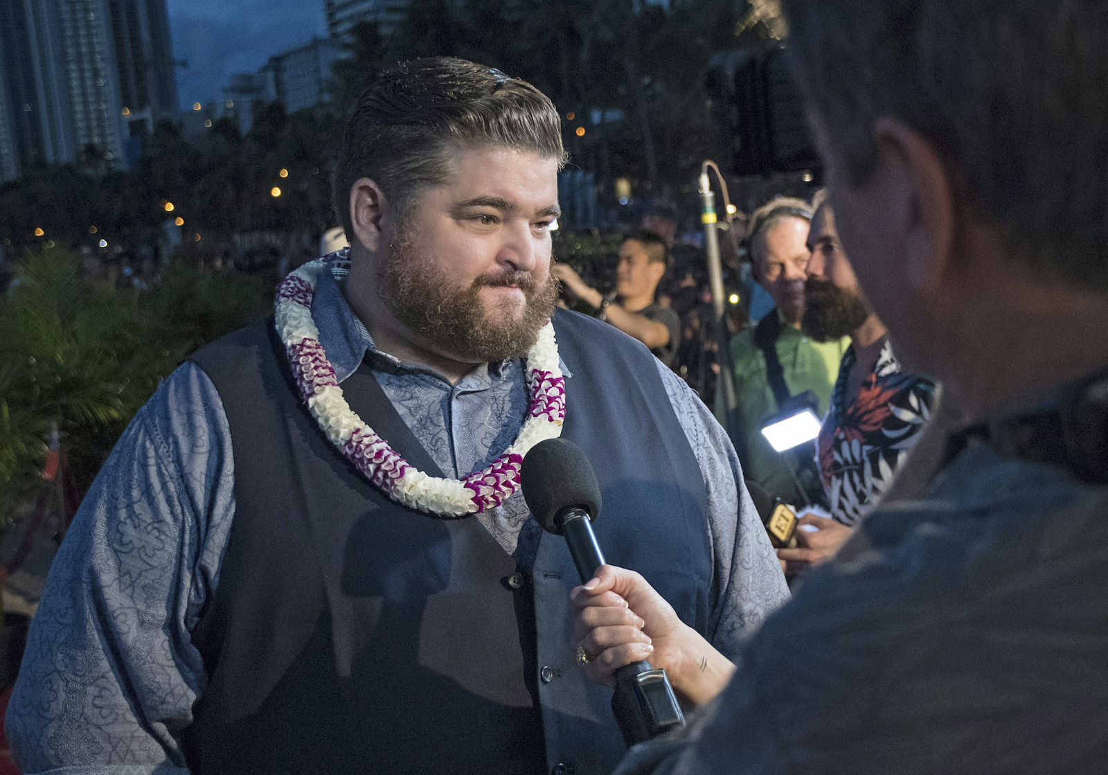 Jorge Garcia is interviewed by the media on the red carpet at the eighth annual Sunset on the Beach event