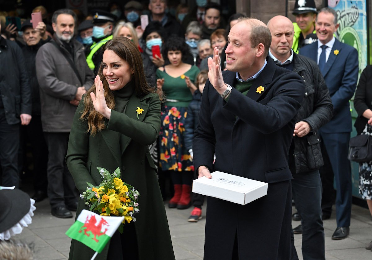 Kate Middleton and Prince William wave to crowds wearing green