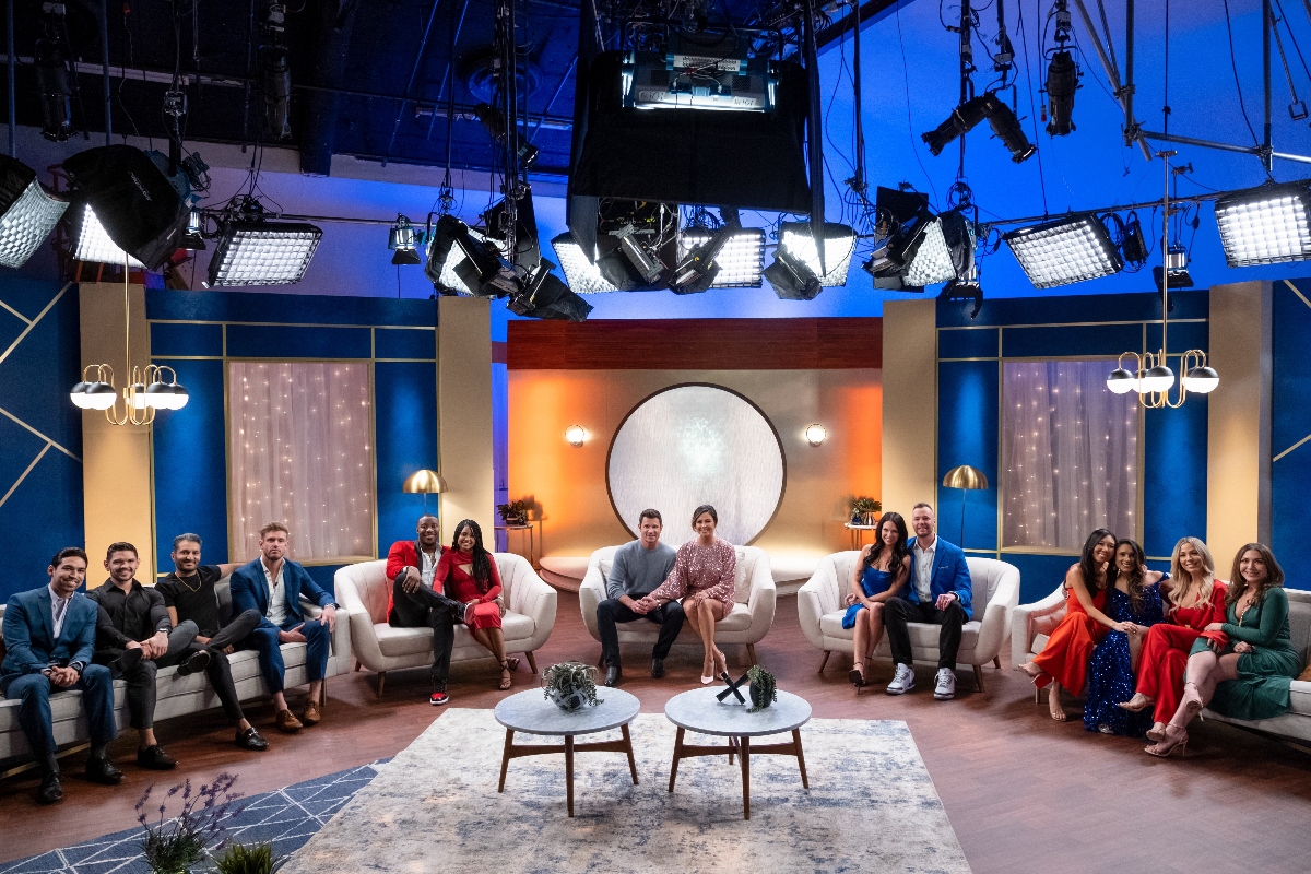 The cast of 'Love Is Blind' Season 2 on the set of the reunion special for Netflix.