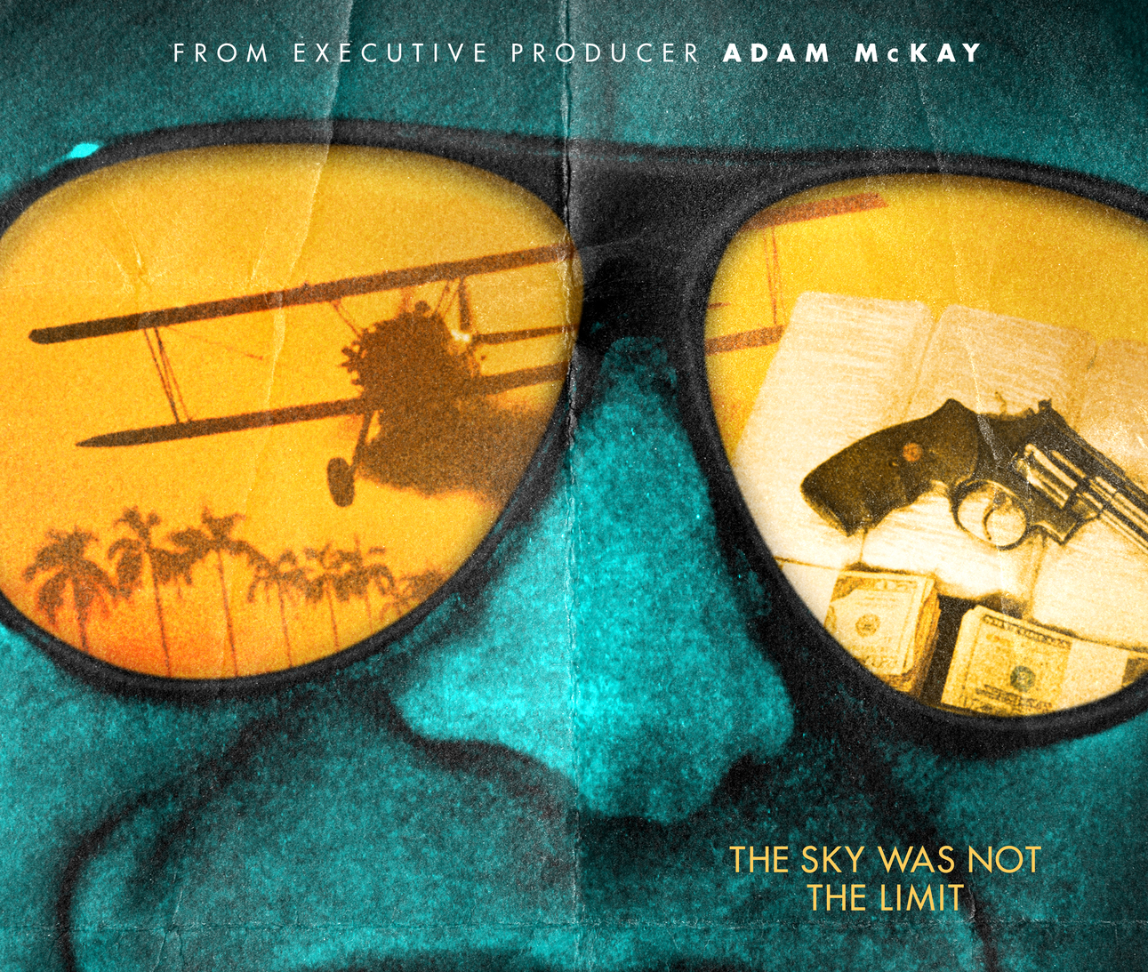 'The Invisible Pilot' poster features a man wearing sunglasses with the reflection of a plane in the sunglasses