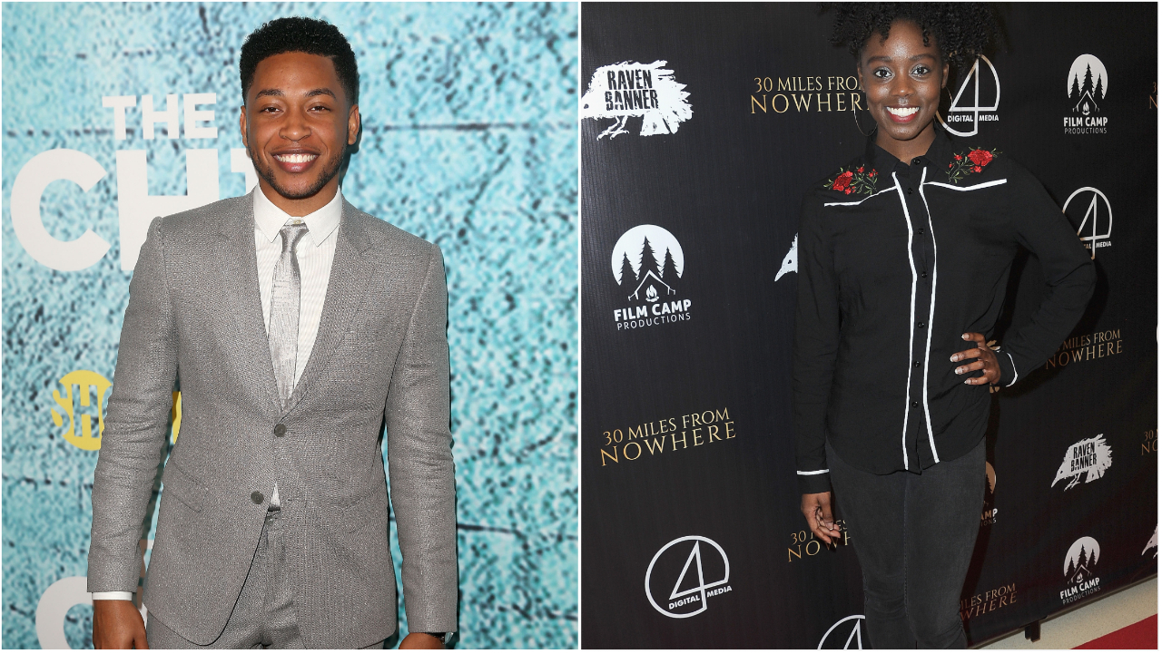 Jacob Latimore attends the premiere of Showtime's "The Chi"; Birgundi Baker arrives for the Premiere Of "30 Miles From Nowhere"