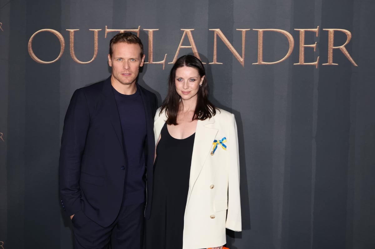 Outlander stars Sam Heughan and Caitriona Balfe attend the Season 6 Premiere of STARZ "Outlander" at The Wolf Theater at the Television Academy on March 09, 2022 in North Hollywood, California