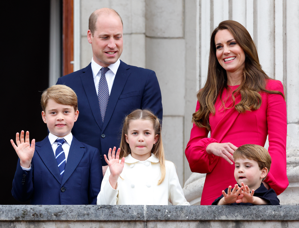 Prince William, who appeared in a Father's Day photo with his children, stands next to Kate Middleton, Prince George, Princess Charlotte, and Prince Louis