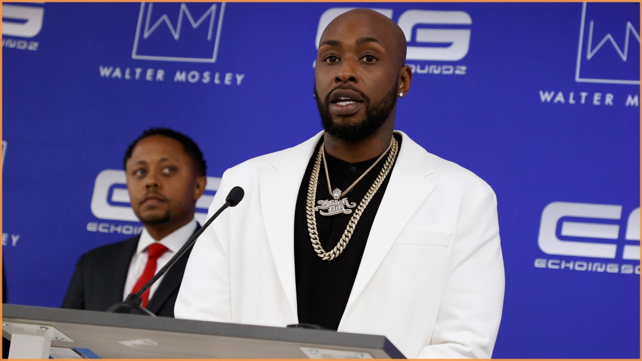 'Black Ink Crew' alum Ceaser Emanuel and attorney Walter Mosley at the press conference