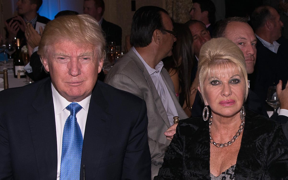 Donald Trump and Ivana Trump sitting side by side