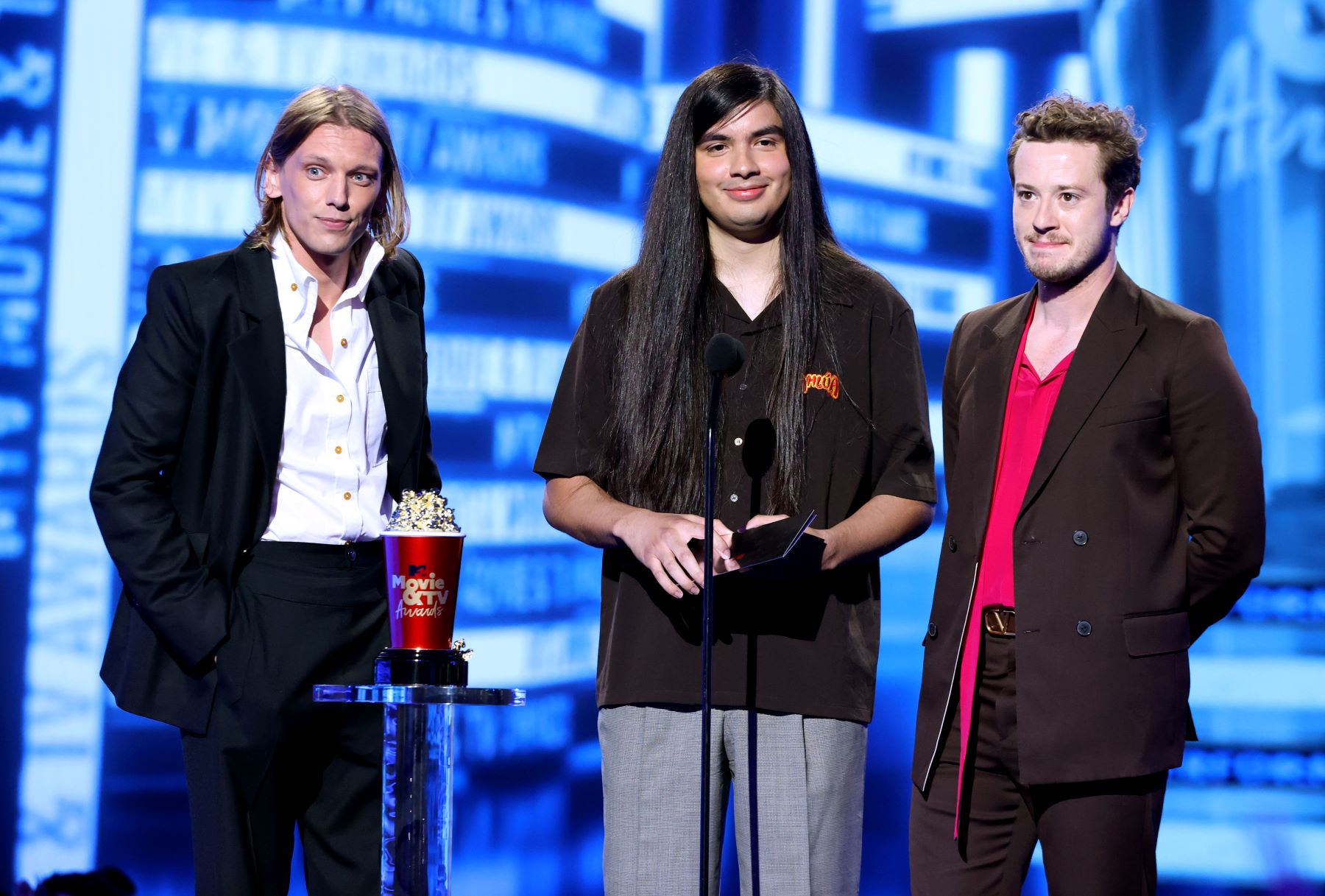 Jamie Campbell Bower, Eduardo Franco, and Joseph Quinn of 'Stranger Things' at the 2022 MTV Movie & TV Awards