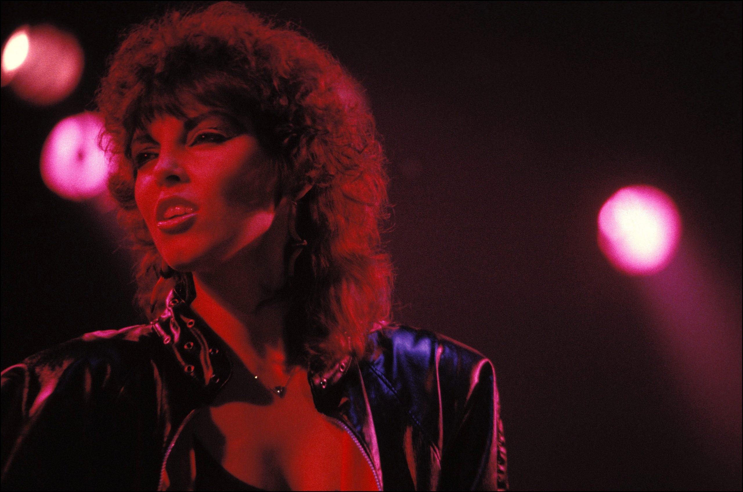 "Hit Me With Your Best Shot" singer Pat Benatar wearing a leather jacket