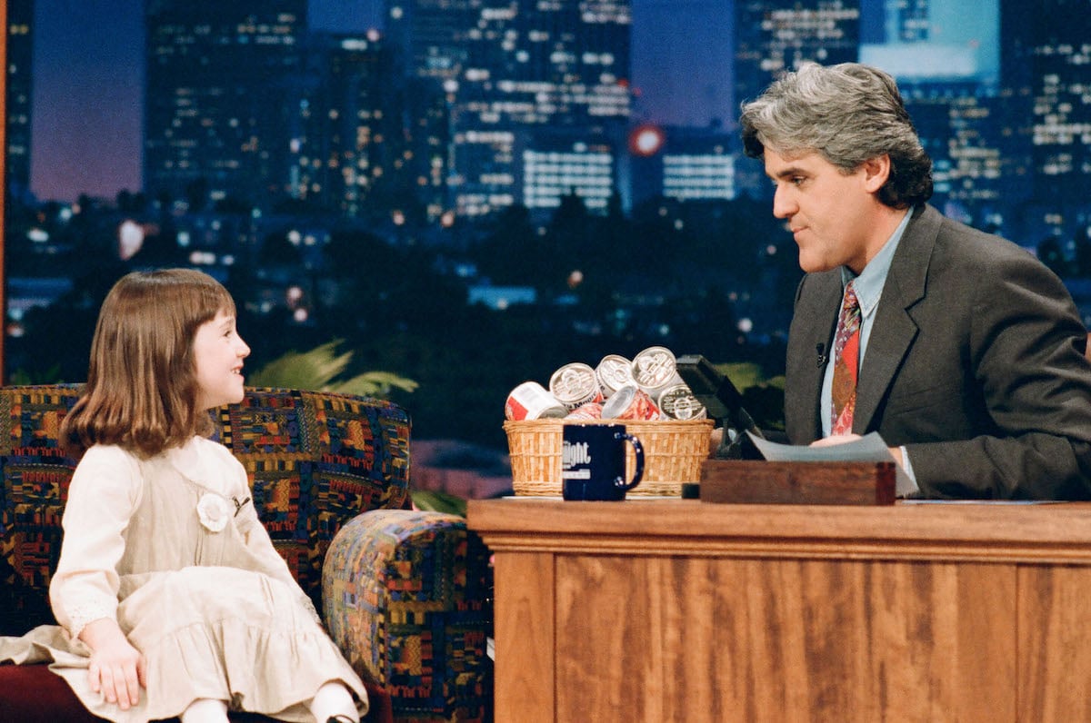 Actor Mara Wilson during an interview with host Jay Leno in 1995