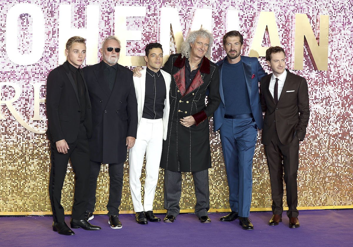 'Bohemian Rhapsody' cast members with Brian May